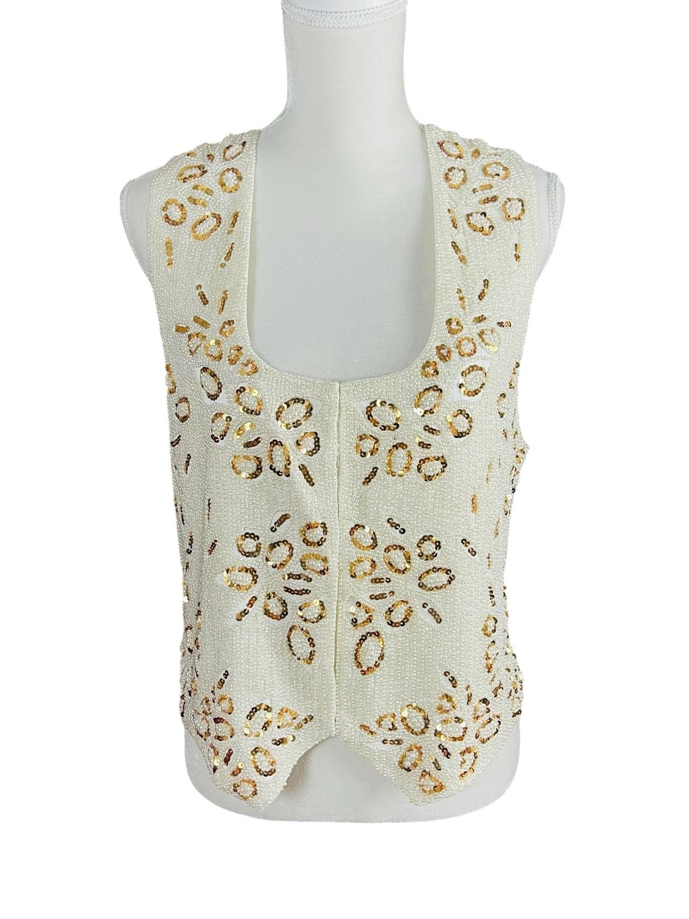 Vintage Ivory Beaded Sequin Vest